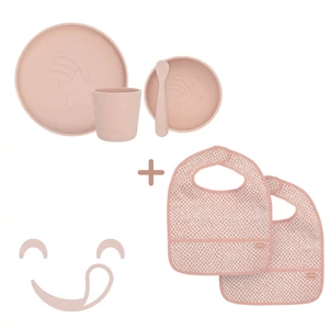 Hamvas rózsaszín LUX gyerek étkészlet szett, 6 részes