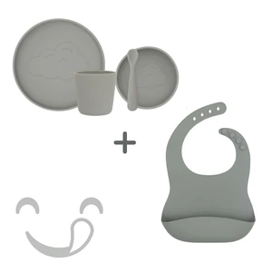 Szürke LUX gyerek étkészlet szett, 5 részes