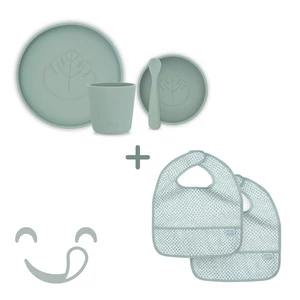 Zsályazöld LUX gyerek étkészlet szett, 6 részes