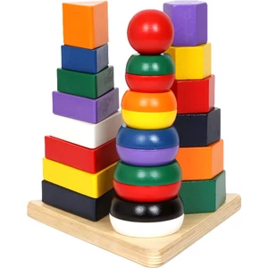 Montessori torony, 3az 1-ben piramisok Montessori torony, 3az 1-ben piramisok