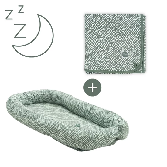 Zsálya zöld Basic babafészek szett, 2 részes