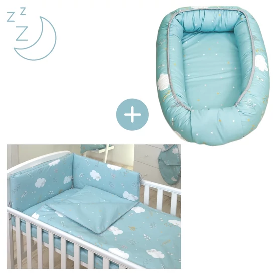 Türkiz LUX babafészek szett, 4 részes