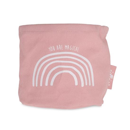 Jollein tároló doboz, 16 x Ø18 cm- Púder szivárvány